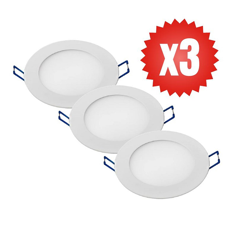 Pack 3 Panel Led Circular Embutido 18W Luz Fria 6000K 3