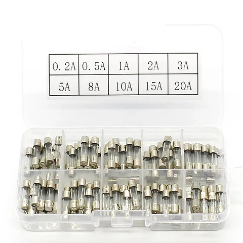 Kit Fusibles de Vidrio Corto 20mm 0,1a-30A 150 unidades