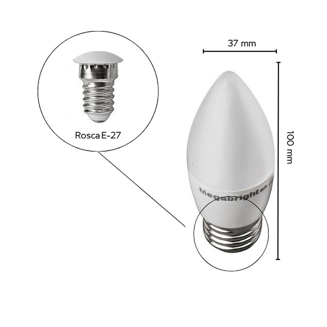 Ampolleta Led tipo Vela Bright Candle 5w Luz Cálida Color 3000k E-27 3