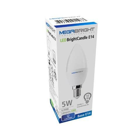 Pack x6 Ampolleta Led Bright Vela 5w/6000k E-14 Luz Fria