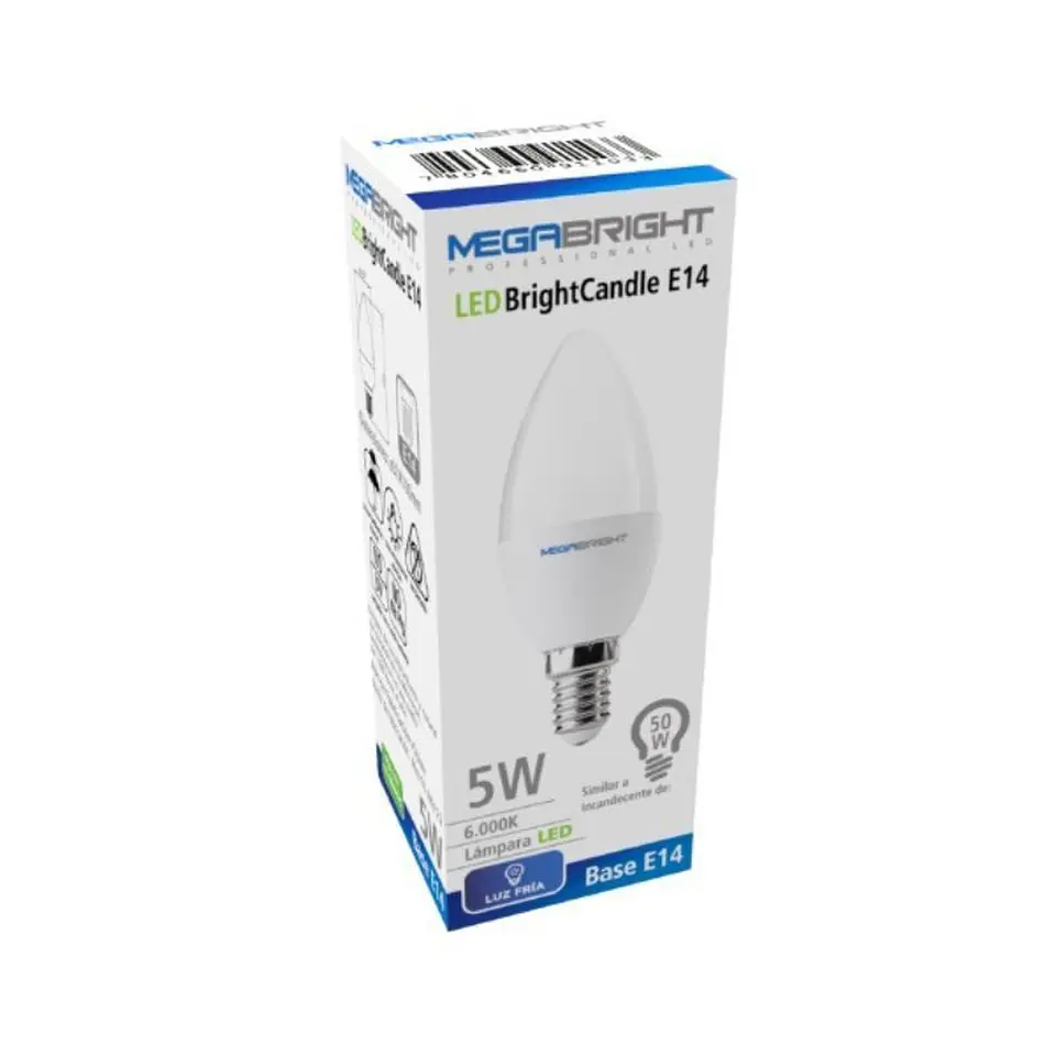 Pack x6 Ampolleta Led Bright Vela 5w/6000k E-14 Luz Fria 1