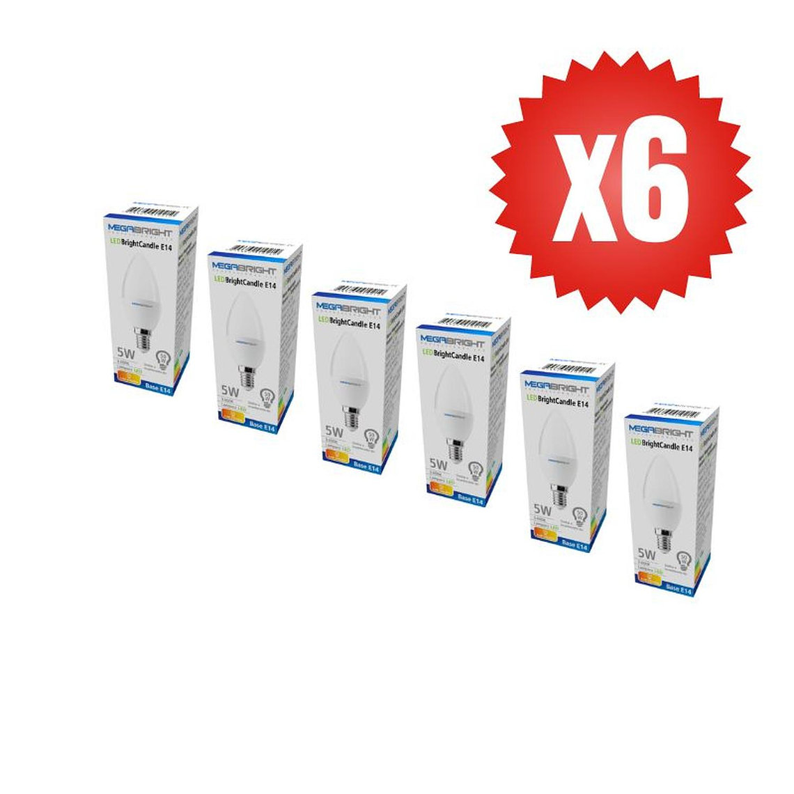 Pack x6 Ampolleta Led Bright Vela 5w/6000k E-14 Luz Fria 2