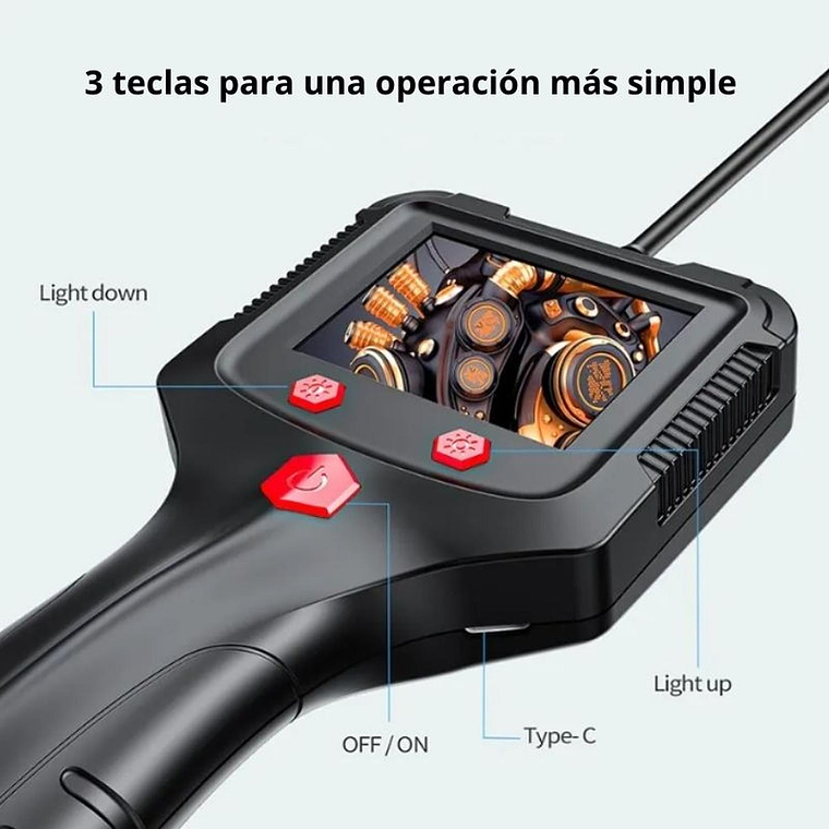 Monitor de inspección industrial tuberías y motores 5mts 5,5mm 3