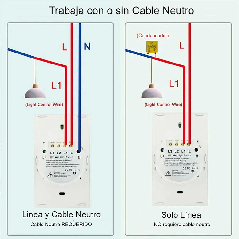 Interruptor inteligente Wifi Touch Negro Triple 8