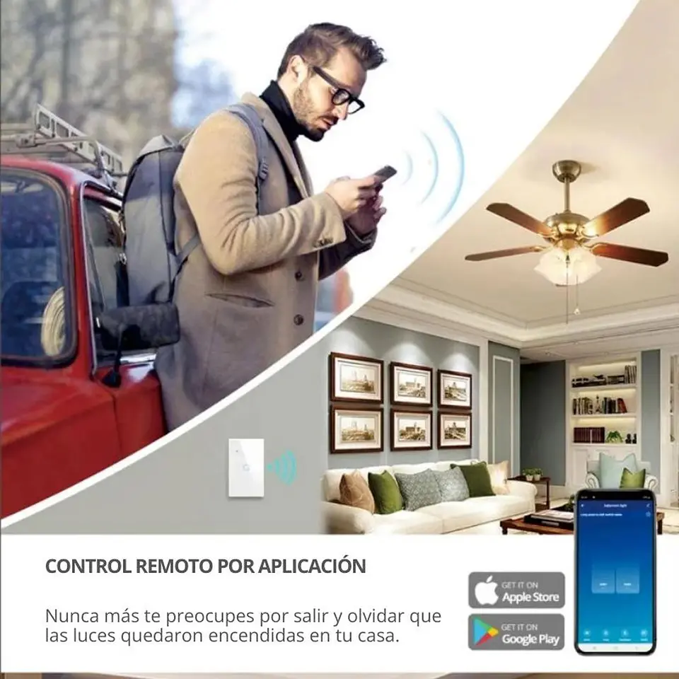 Interruptor inteligente Wifi Touch Blanco Simple 5