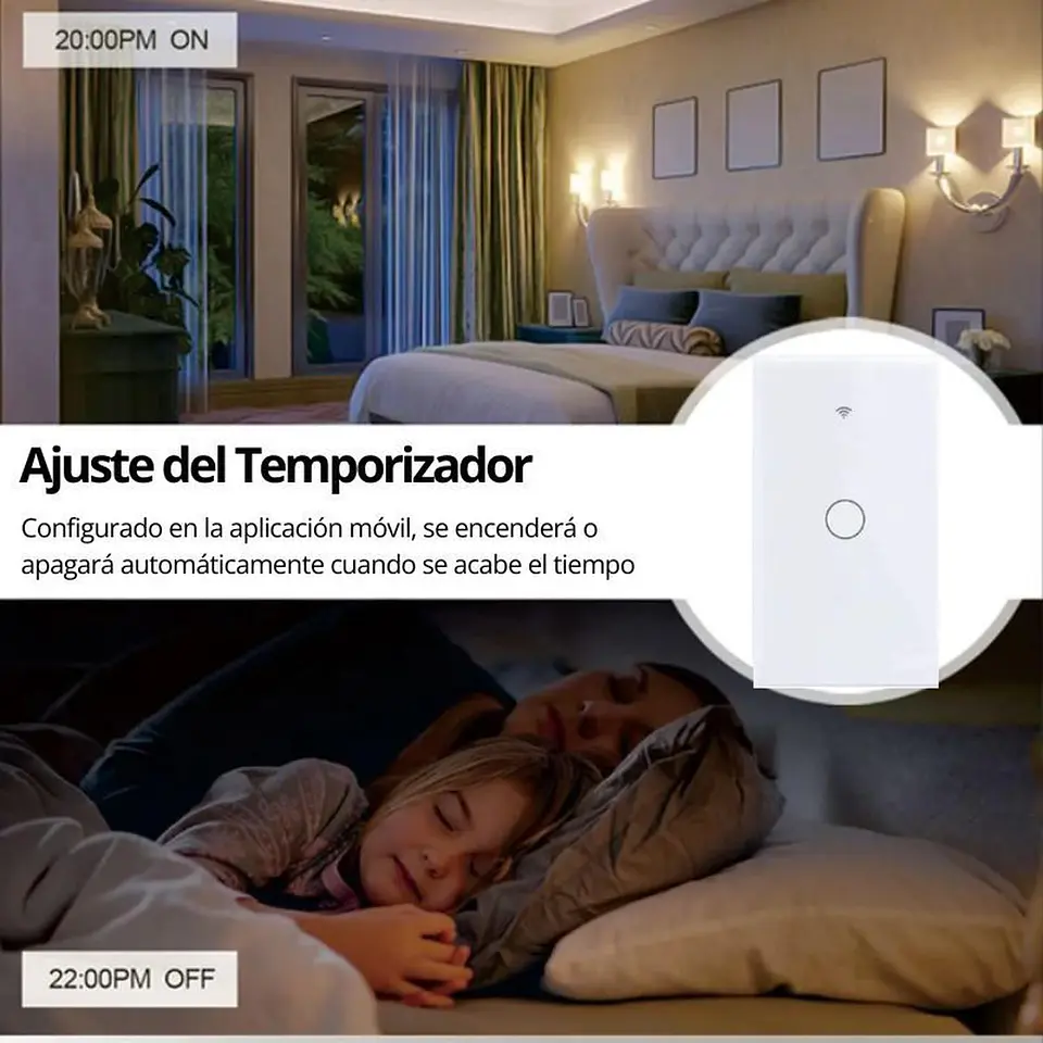 Interruptor inteligente Wifi Touch Blanco Simple 6