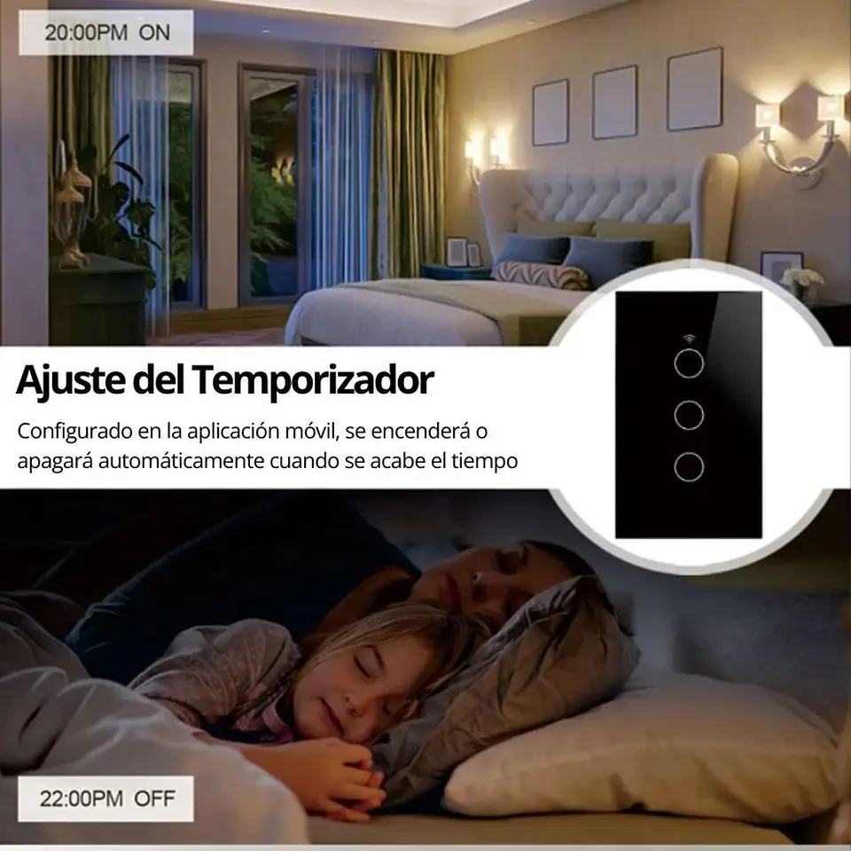 Interruptor inteligente Wifi Touch Negro Simple 6
