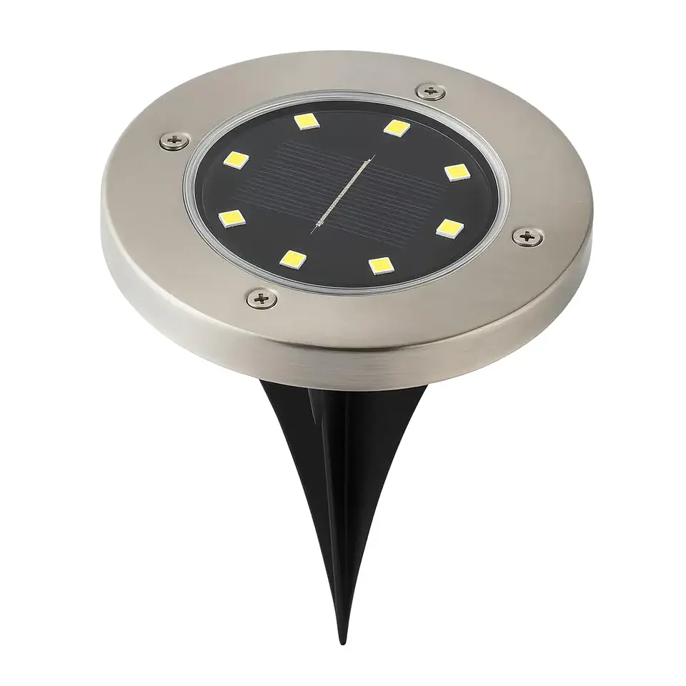 Set 2 Focos Solares LED a Piso Megabright Round Floor: Iluminación de Senderos y Terrazas 1