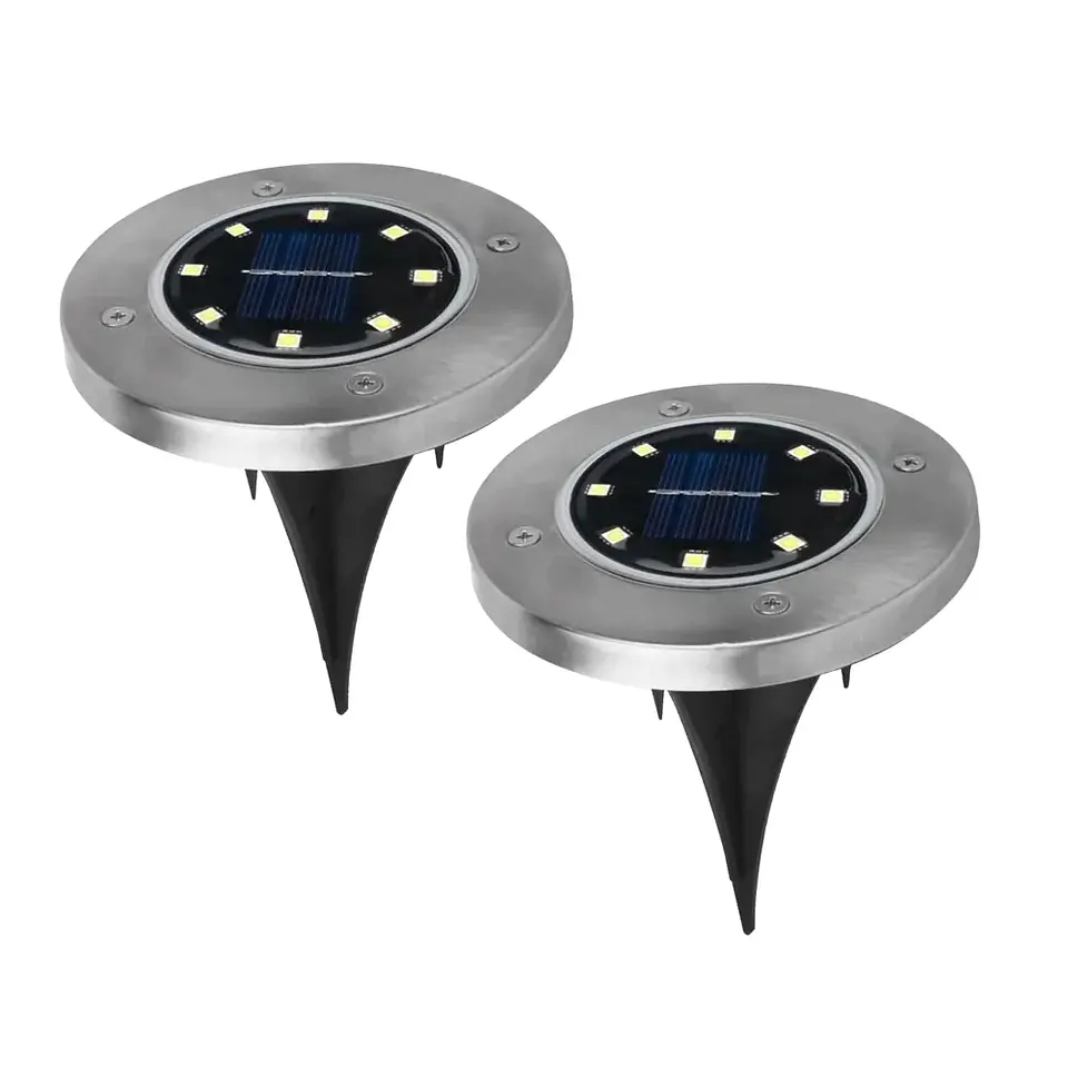 Set 2 Focos Solares LED a Piso Megabright Round Floor: Iluminación de Senderos y Terrazas 7