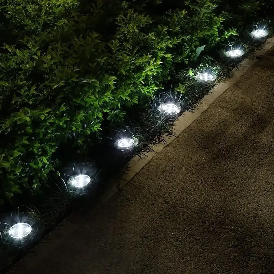 Set 2 Focos Solares LED a Piso Megabright Round Floor: Iluminación de Senderos y Terrazas 2