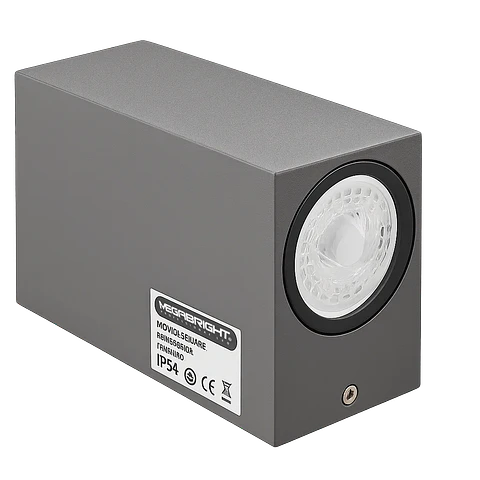 Aplique de Pared Exterior Rectangular Grafito: Doble Luz Dir/Ind (2xGU10) IP54