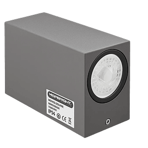 Aplique de Pared Exterior Rectangular Grafito: Doble Luz Dir/Ind (2xGU10) IP54