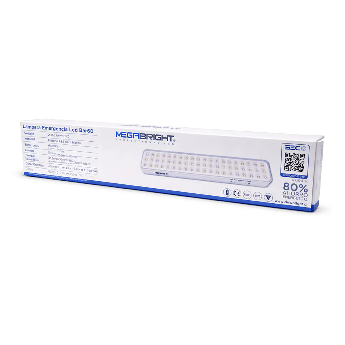 Lámpara de Emergencia LED Bar 60 Megabright: 60 LED / Batería Litio 4