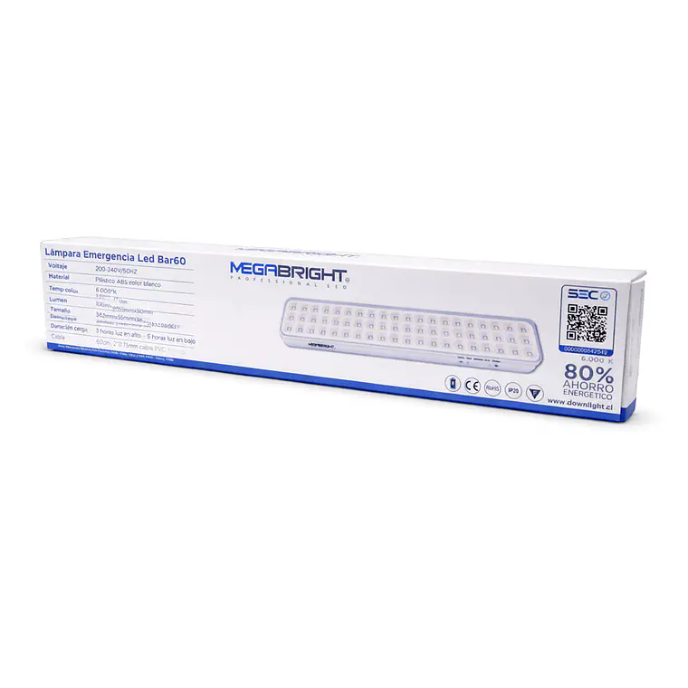 Lámpara de Emergencia LED Bar 60 Megabright: 60 LED / Batería Litio 4