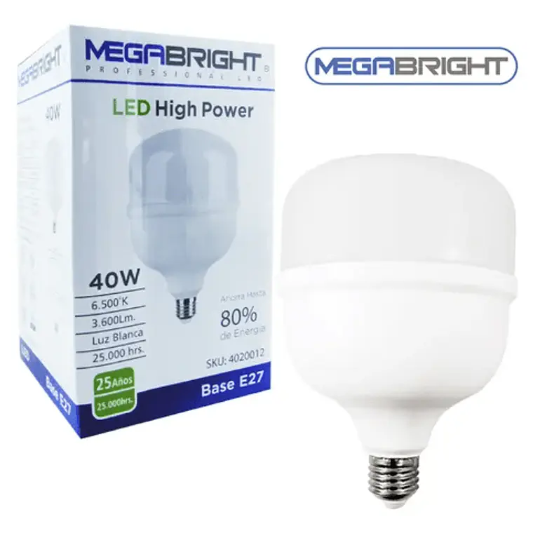 Ampolleta LED High Power Megabright 40W E27 6500K 3600lm 3