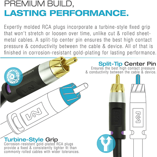 Cable Coaxial Subwoofer Mediabridge Serie Ultra RCA a RCA 1.8mts