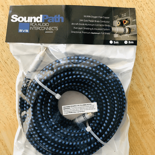 Cable Svs Subwoofer, Co Axial 8 Metros, Soundpath Rca Audio