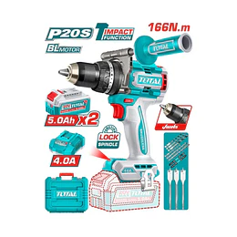 Taladro inal. de impacto 20v 13mm 166nm c/bat y c/carg. TIDLI201668