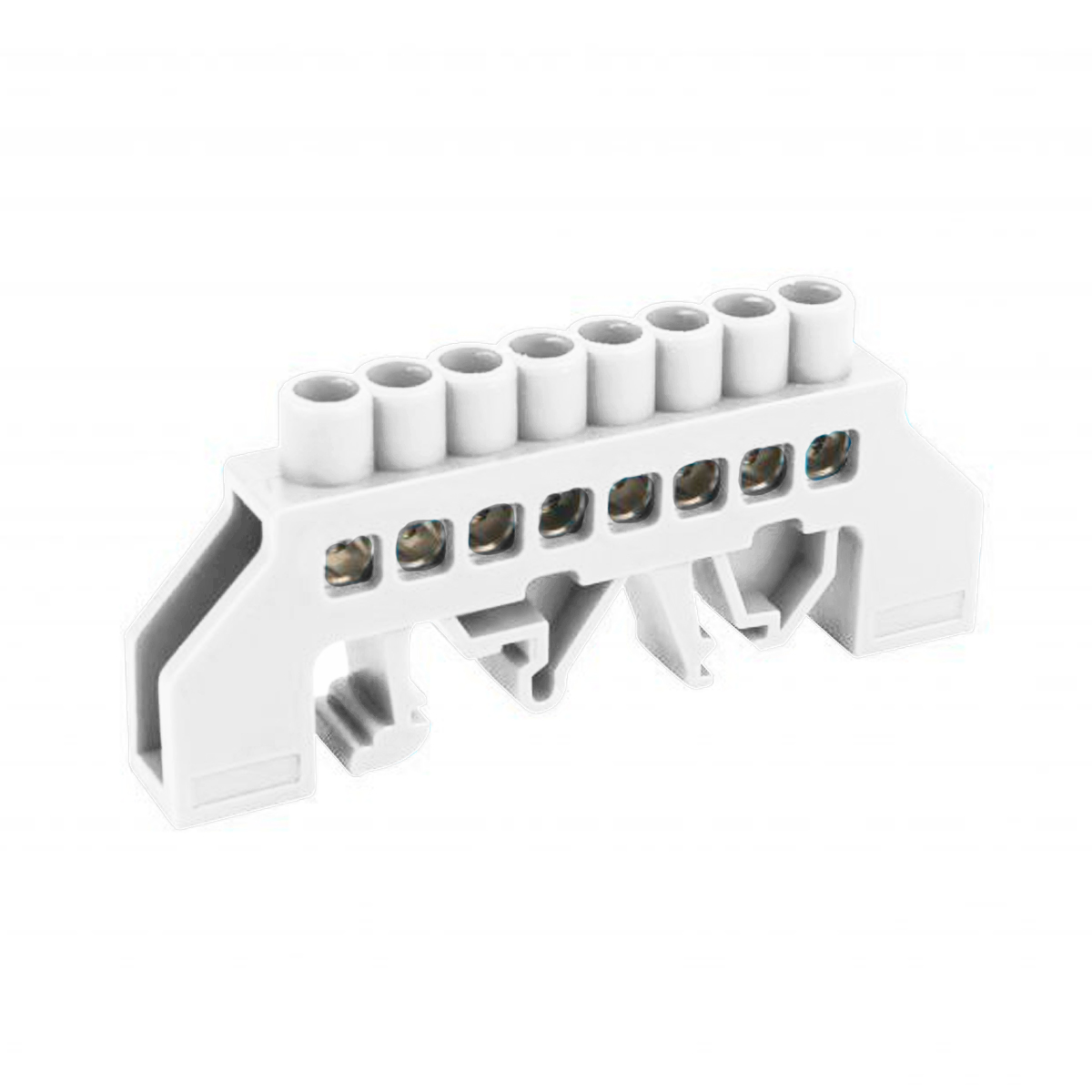 BARRA BRONCE AISLADA RIEL DIN BLANCA 8 POLOS