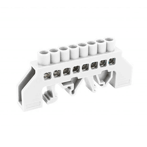 Barra de Conexión Aislada a Riel Din 8 Polos Blanca