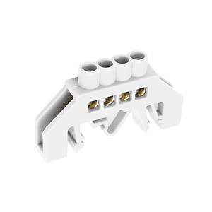 Barra de Conexión Aislada a Riel Din 4 Polos Blanco