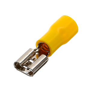 Terminal Hembra Aislado 12-10 AWG 6.3mm Amarillo 100 Unidades