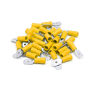 Terminal Macho Aislado 12-10 AWG 6.3mm Amarillo 100 Unidades