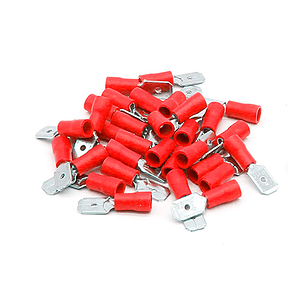 Terminal Macho Aislado 22-16 AWG 6.3mm Rojo 100 Unidades