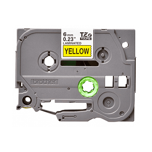 Cinta Etiquetadora Brother TZE-611 6mm Negro en Amarillo