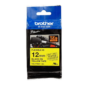 Cinta Etiquetadora Brother TZE-FX631 12mm Negro En Amarillo