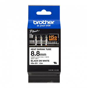 Cinta Termoretractil Brother HSE-221 9mm Negro En Blanco