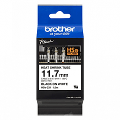 Cinta Termoretractil Brother HSE-231 12mm Negro En Blanco