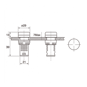 Luz Piloto LED 22mm 220V Blanco IP54