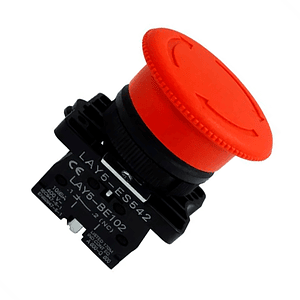 Pulsador de Emergencia Rojo con Retención Cabezal 40mm