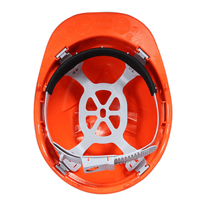 Casco de Seguridad con Ajuste Botón Naranjo 4 Puntas