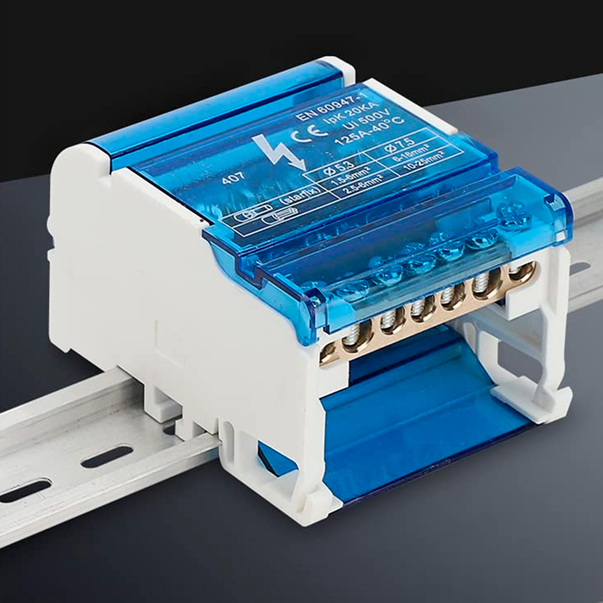 Repartidor Tetrapolar 7 Polos 125A a Riel DIN