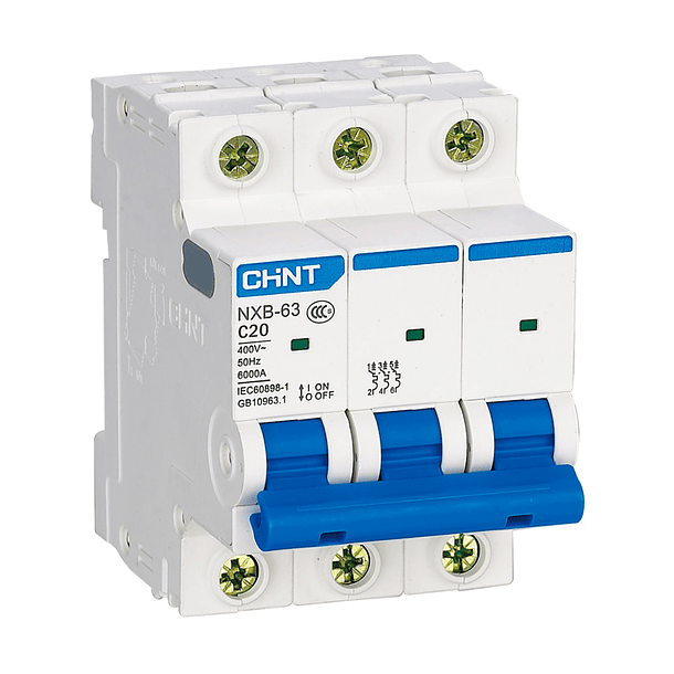  Interruptor Automático Tripolar 3x63A C 6kA NXB-63 Chint 1