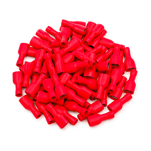 Terminal Hembra Aislación Completa 22-16 AWG 6.3mm Rojo 100 Unidades