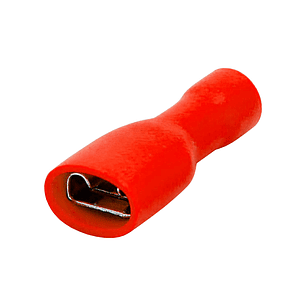 Terminal Hembra Aislación Completa 22-16 AWG 6.3mm Rojo 100 Unidades