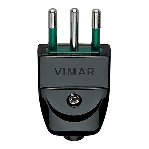 Enchufe Macho Volante 2P+T 10A 250V Negro