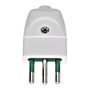 Enchufe Macho Volante 2P+T 10A 250V Blanco