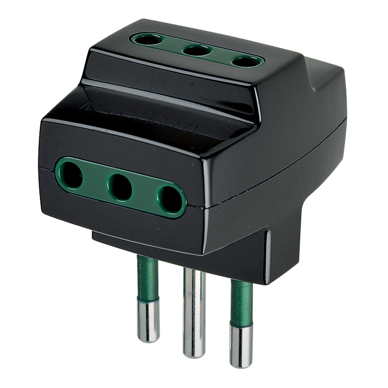 ADAPTADOR MULTIPLE 2P+T 10A 250V PL S11 NEGRO 1161 VIMAR