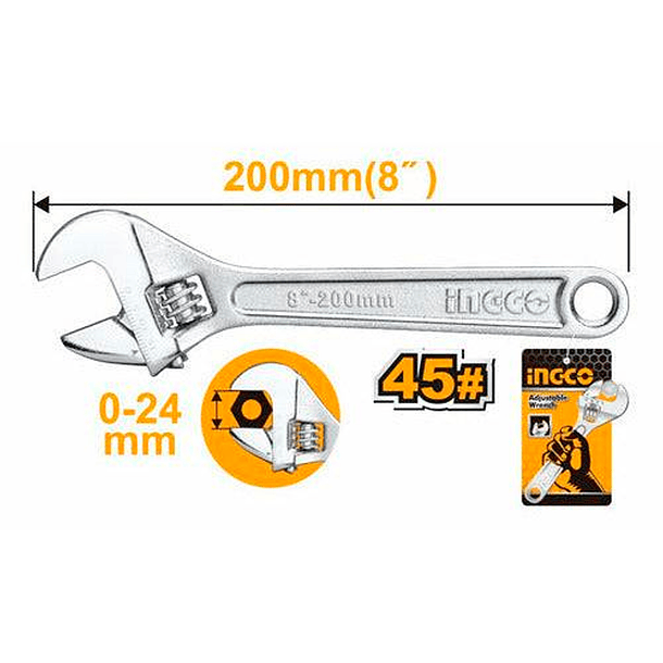 Llave Ajustable 200mm 8