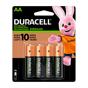 Pack de 4 Pilas AA Duracell Recargables