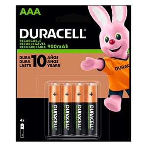 Pack de 4 Pilas AAA Duracell Recargables