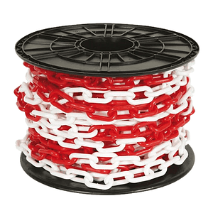 Cadena Plástica Blanco con Rojo (Rollo 50 metros)