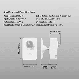 Sensor de Movimiento Inteligente Inalámbrico 2.4GHz 5V 1A