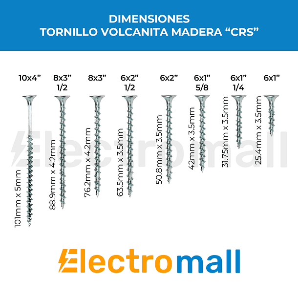 Tornillo Volcanita Zincado CRS 6x1