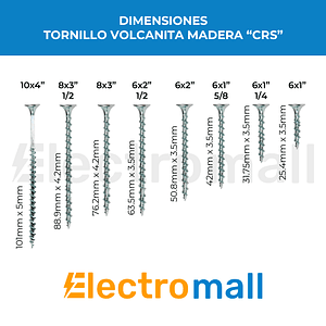 Tornillo Volcanita Zincado CRS 6x2