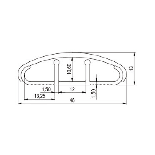 Bandeja de Piso 48x13 Gris 2 Metros Con Tabique Separador 2